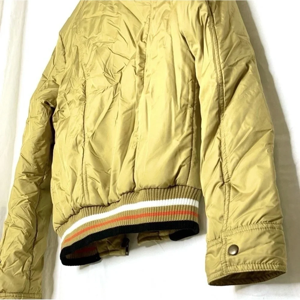 Vintage Gadzooks 90s Gold Bomber Jacket Y2K Puffer Crop Medium (Fits XS)
